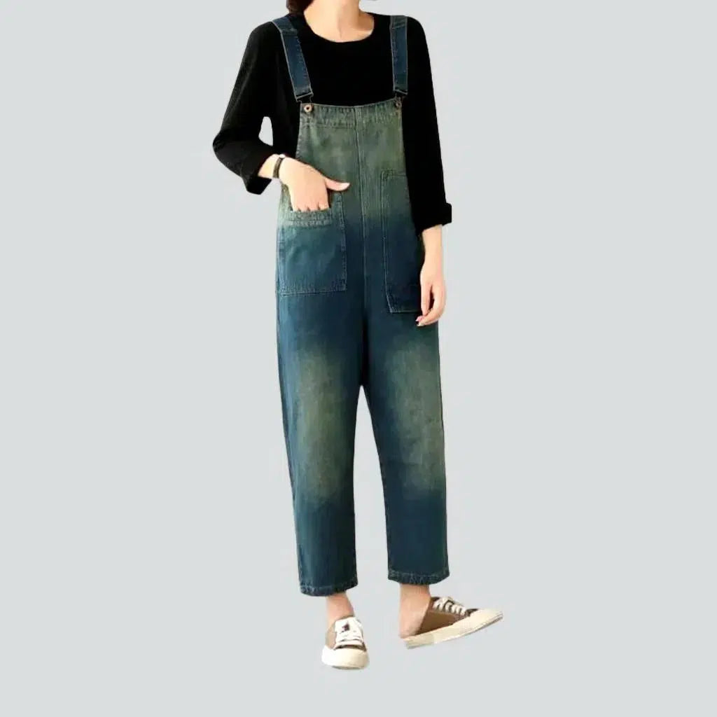 Medium-wash sanded jeans jumpsuit
 for ladies | Jeans4you.shop