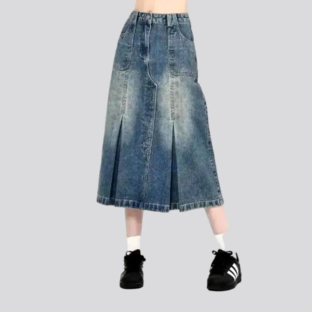 Medium-wash sanded women's jeans skirt | Jeans4you.shop