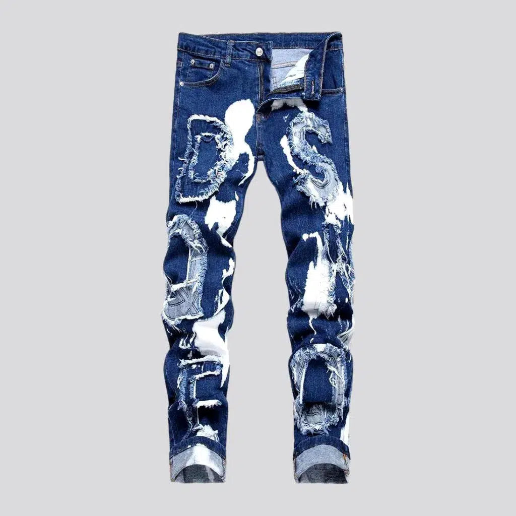 Men's letter-embroidery jeans | Jeans4you.shop