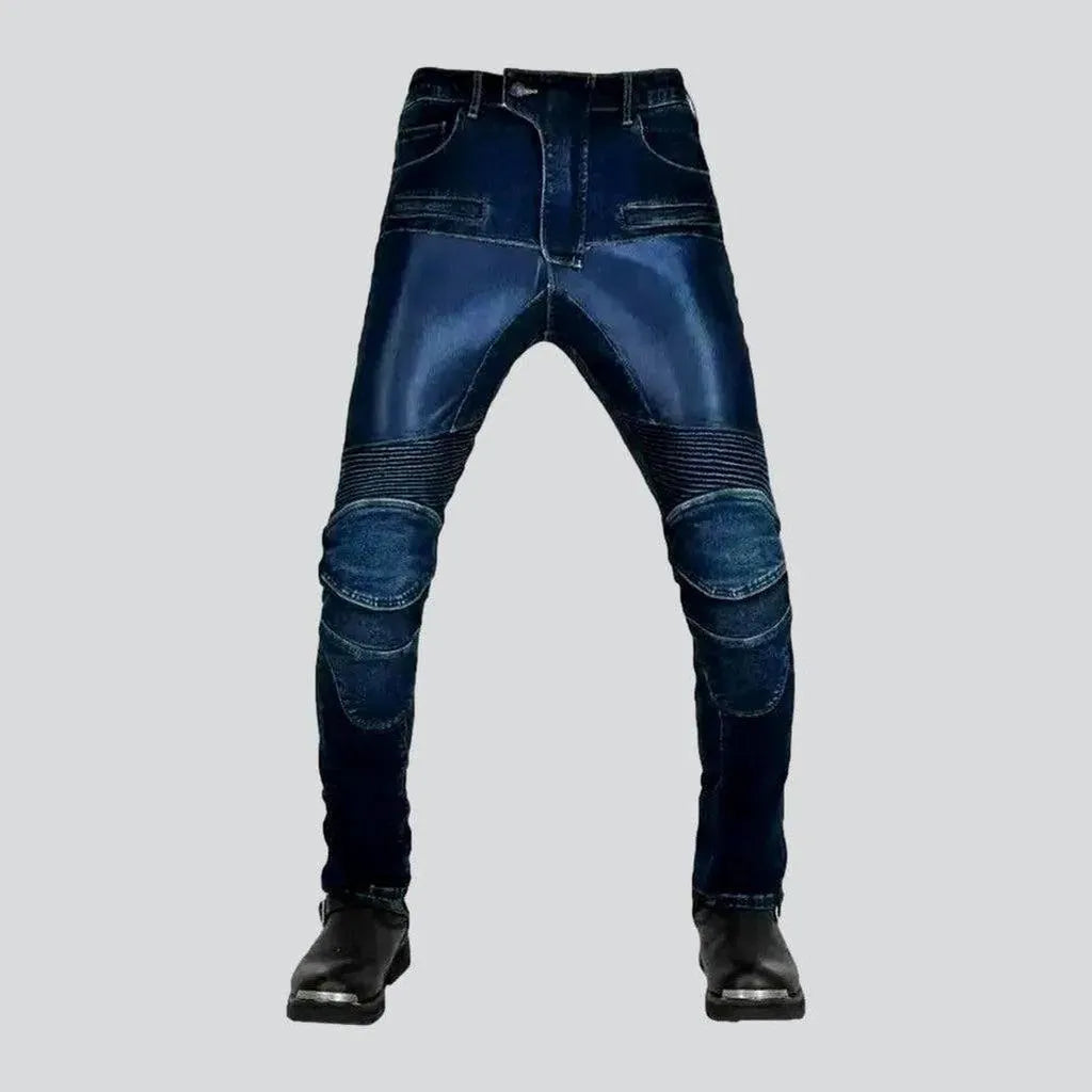 Mesh dark-wash men's biker jeans | Jeans4you.shop
