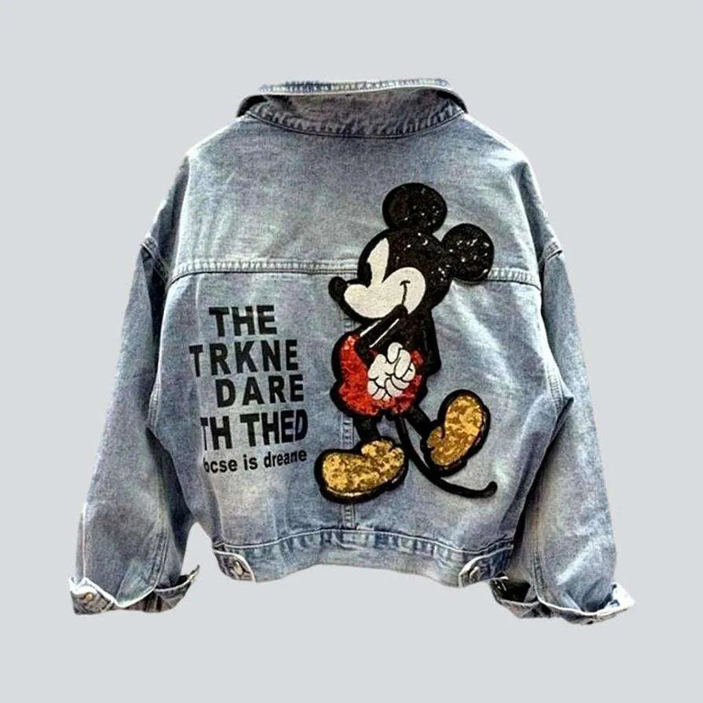 Mickey embroidery women's denim jacket | Jeans4you.shop