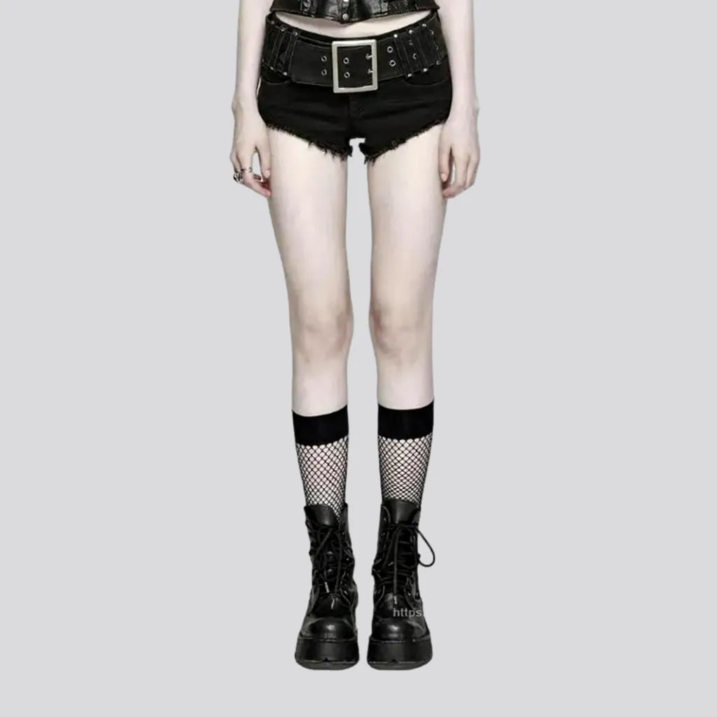 Mid-waist black jeans shorts
 for ladies | Jeans4you.shop
