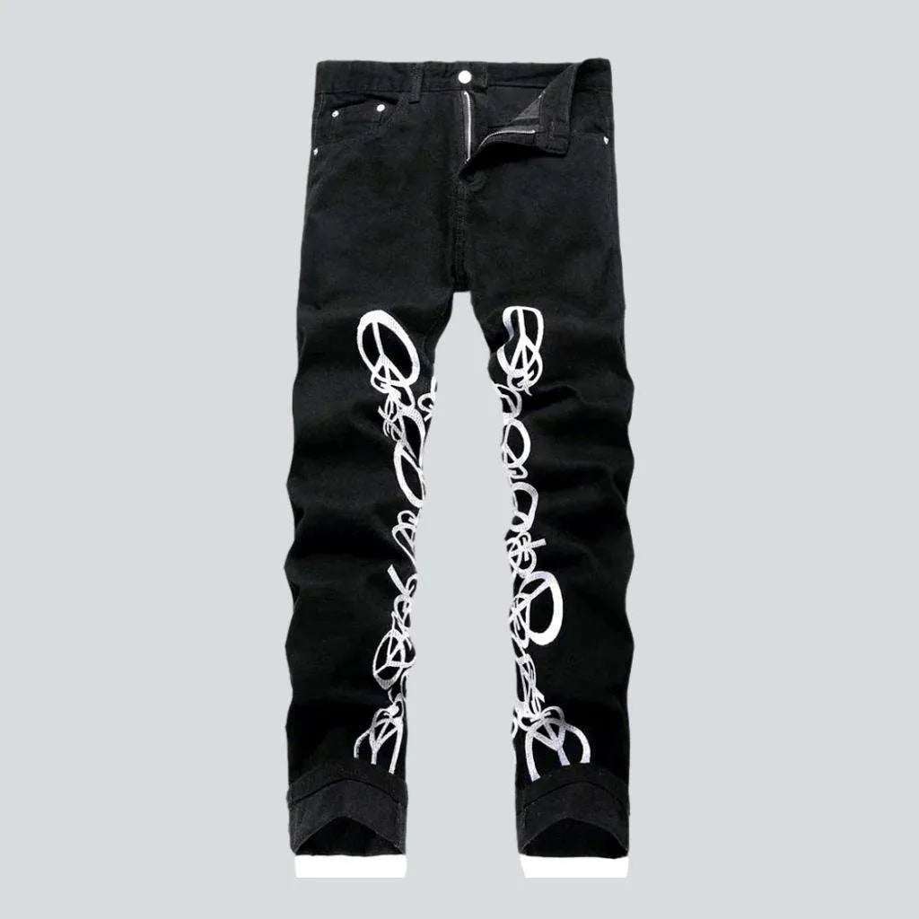 Mid-waist men's inscribed jeans | Jeans4you.shop