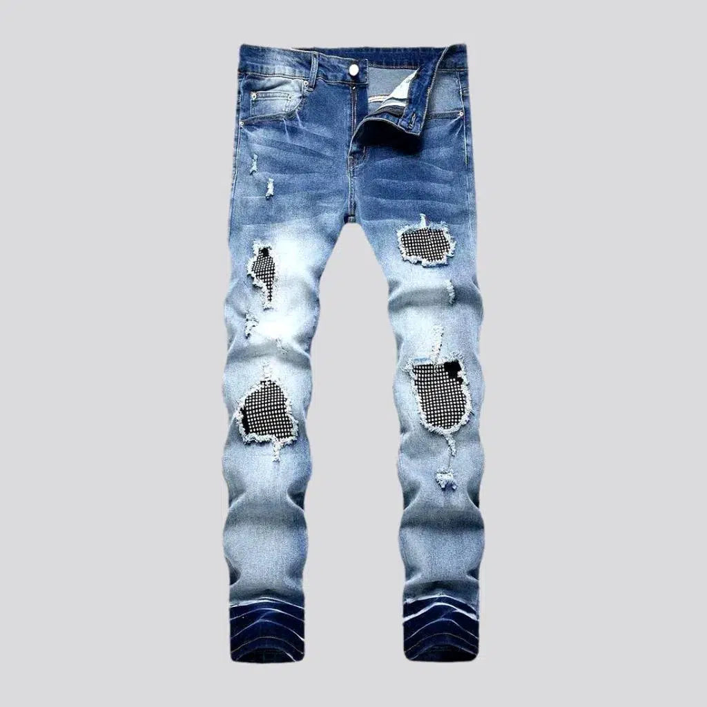 Mid-waist men's patchwork jeans | Jeans4you.shop