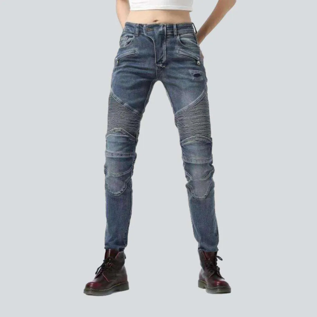Mid-waist motorcycle jeans | Jeans4you.shop