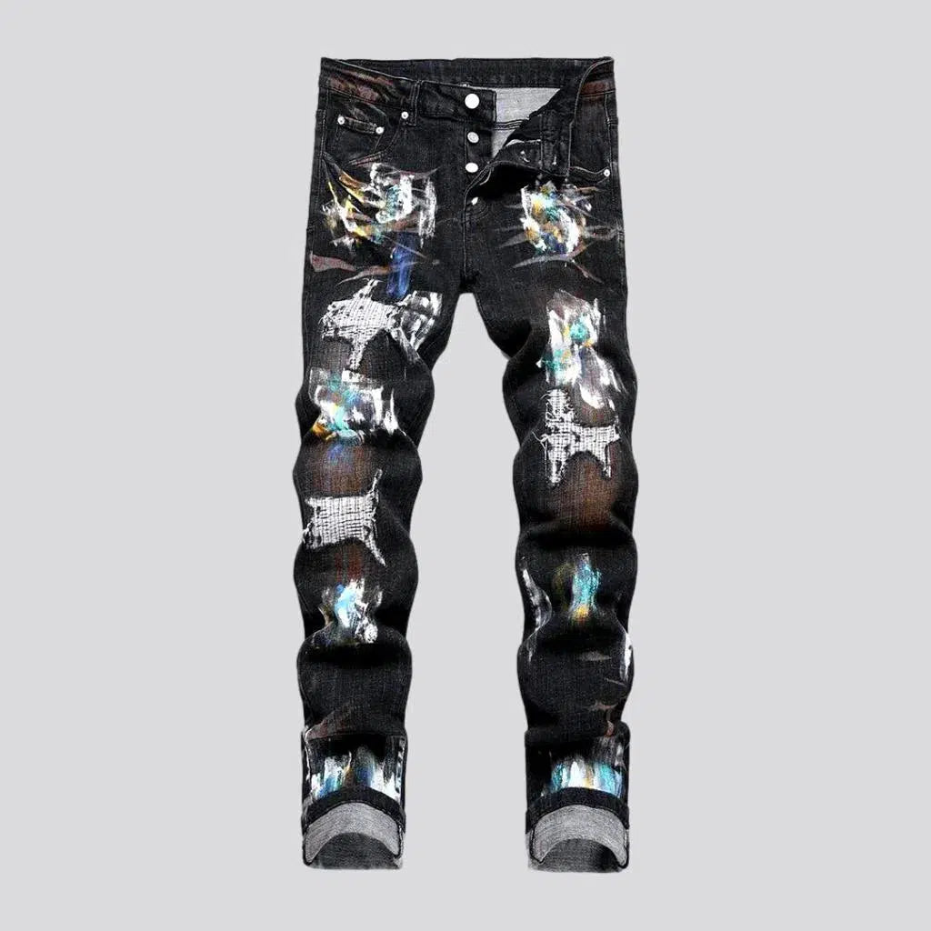 Mid-waist paint-stains jeans
 for men | Jeans4you.shop