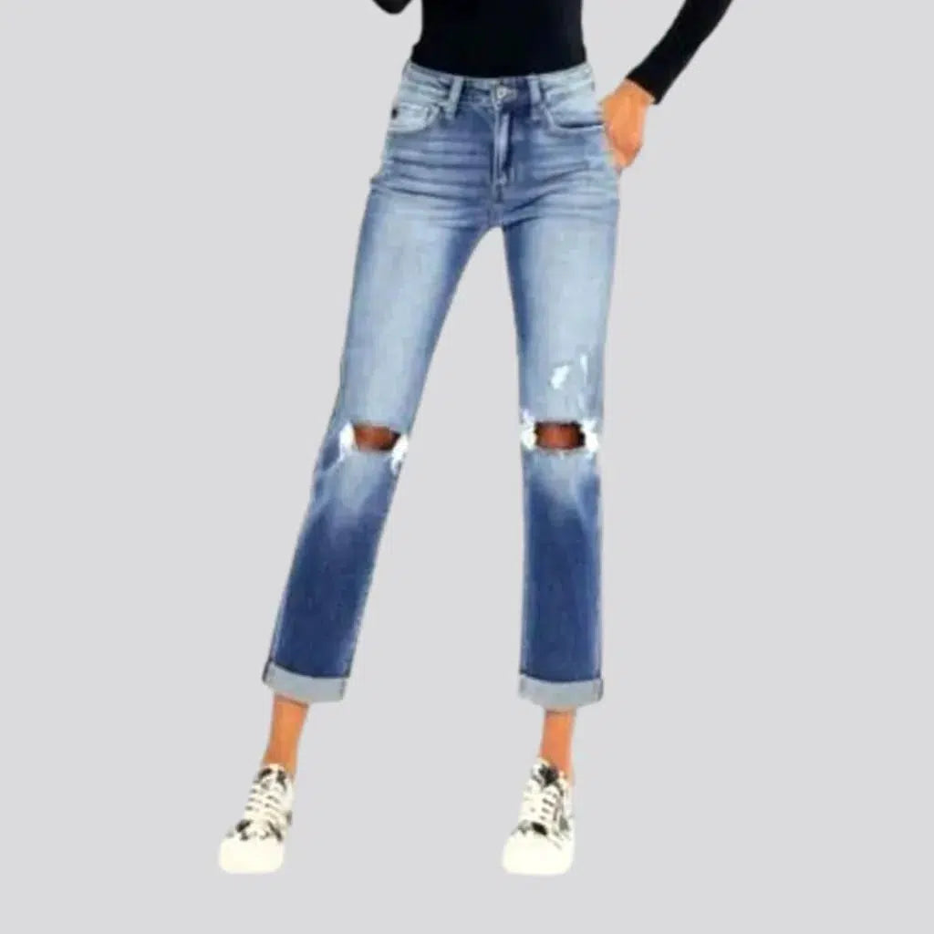 Mid-waist rolled-hem jeans
 for ladies | Jeans4you.shop