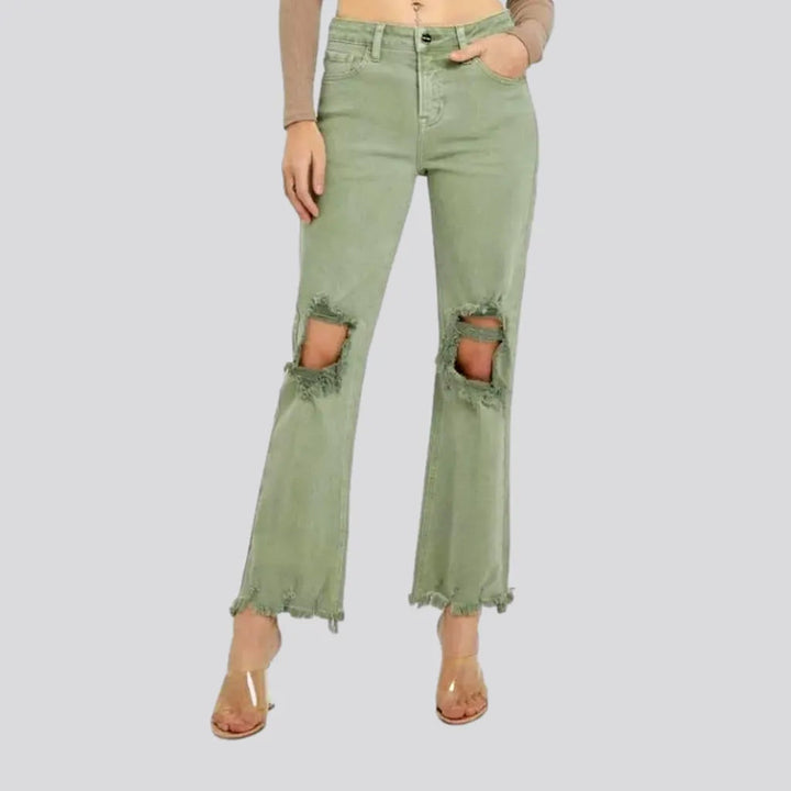 Mid-waist women's frayed-hem jeans | Jeans4you.shop