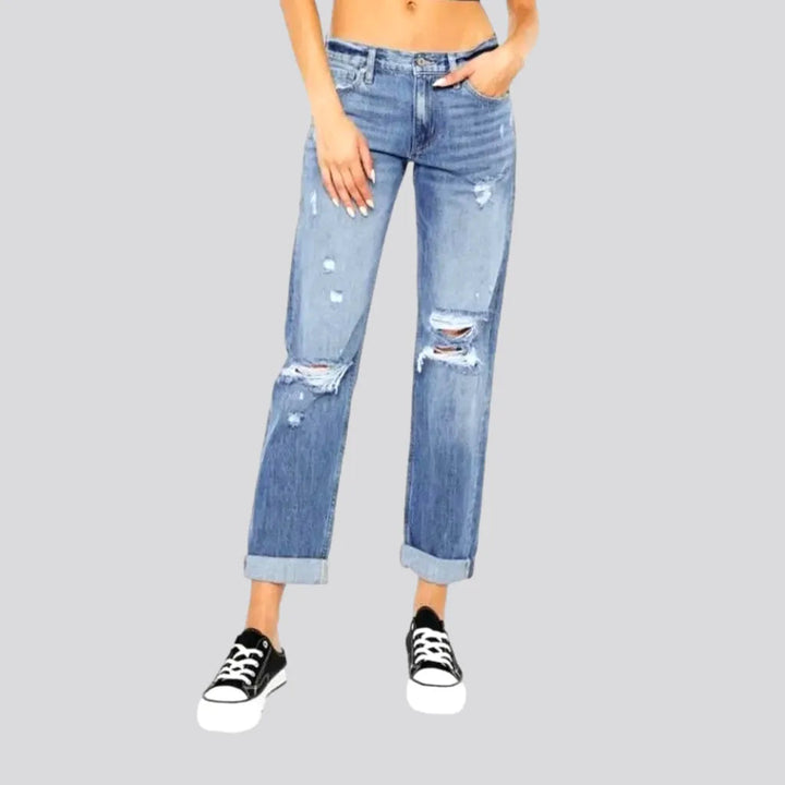 Mid-waist women's rolled-hem jeans | Jeans4you.shop