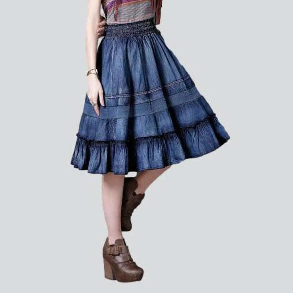 Midi frills women's denim skirt | Jeans4you.shop