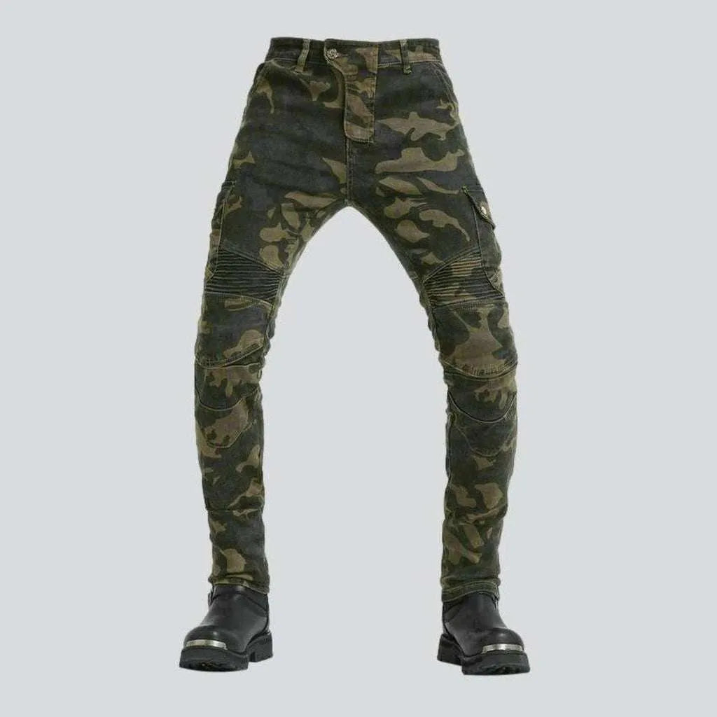 Military color men's biker jeans | Jeans4you.shop