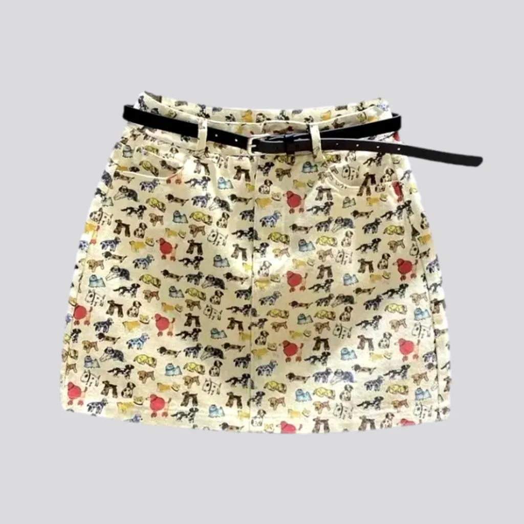 Mini cute-animals-print jean skort
 for women | Jeans4you.shop