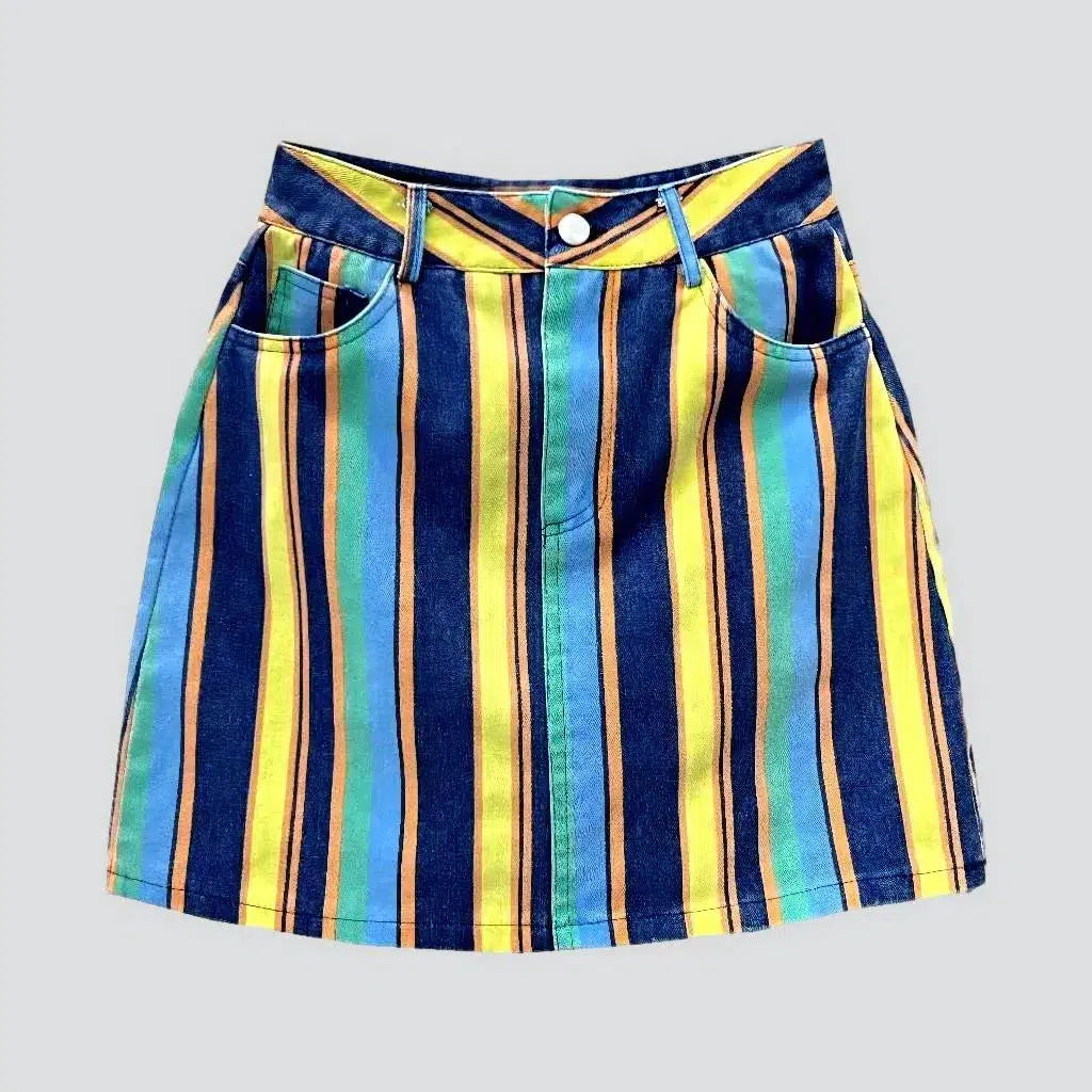 Mini rainbow-print denim skirt
 for ladies | Jeans4you.shop
