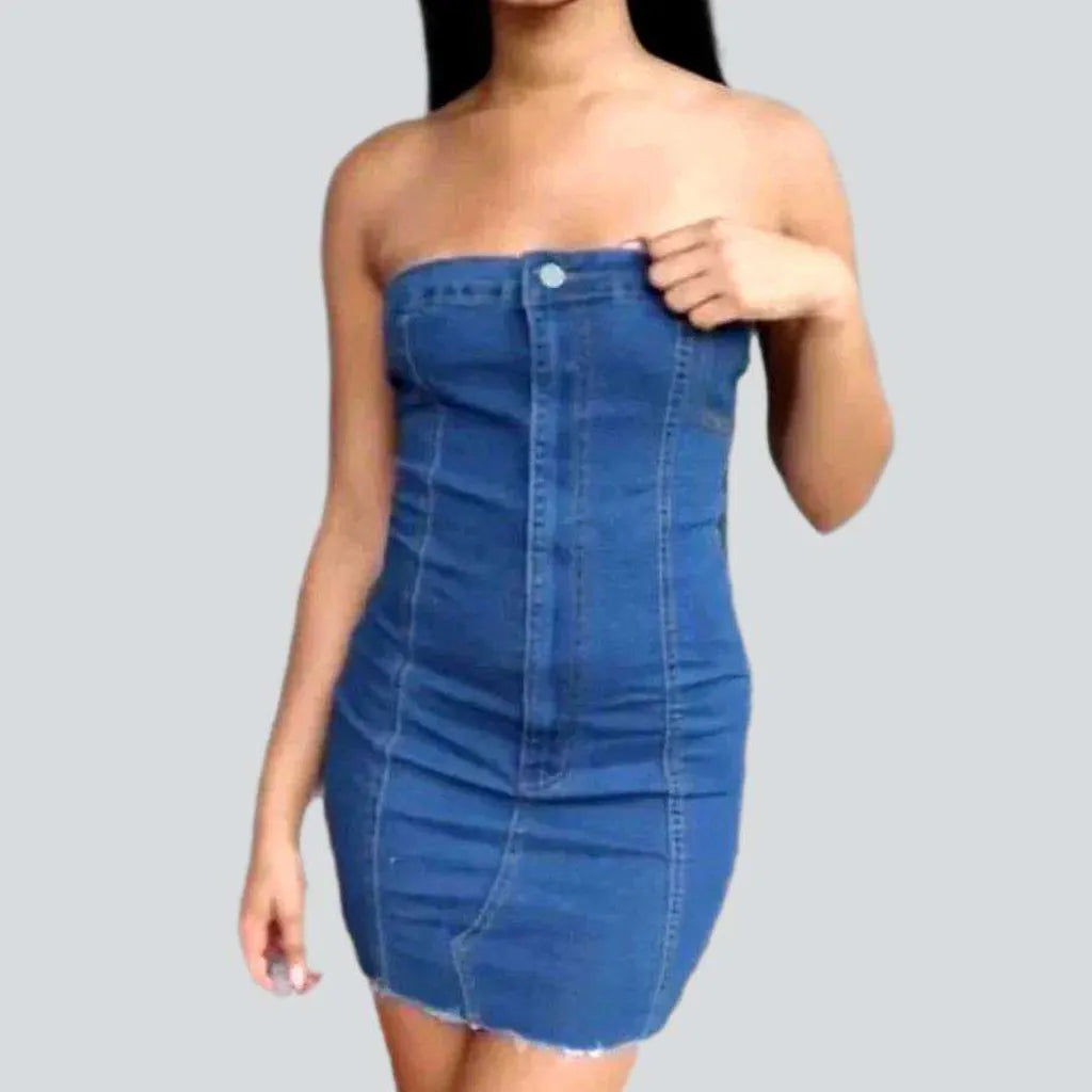 Mini strapless denim dress | Jeans4you.shop
