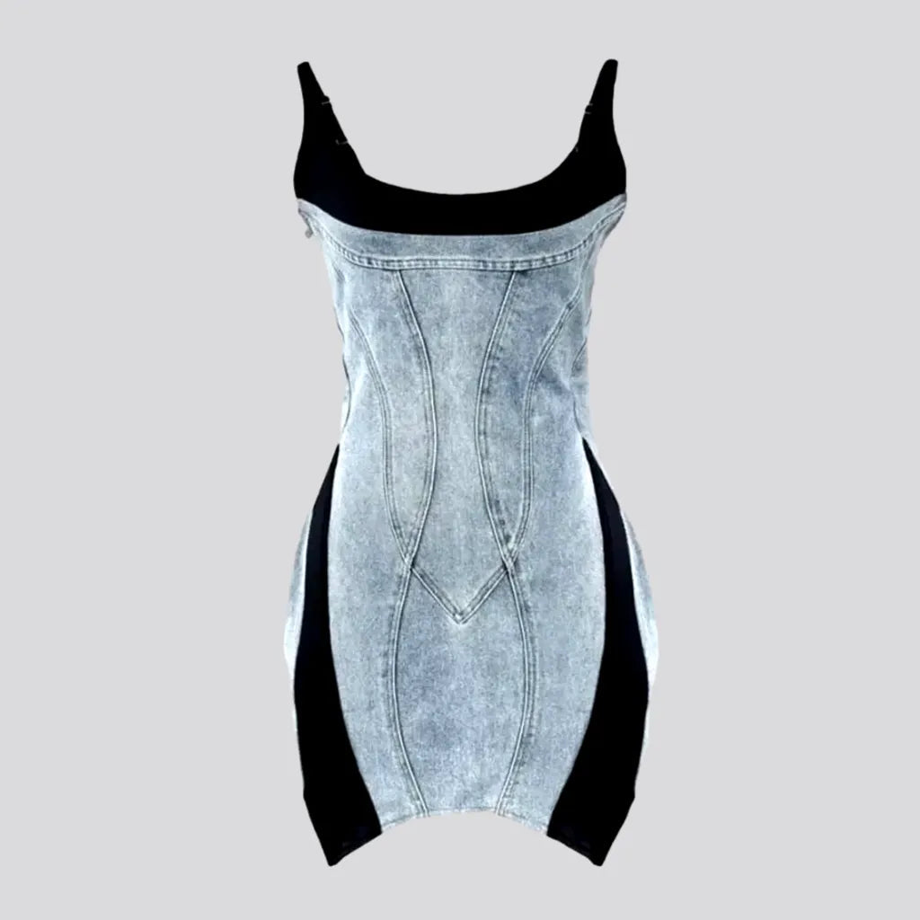 Mixed-fabrics fashion jean dress
 for women | Jeans4you.shop