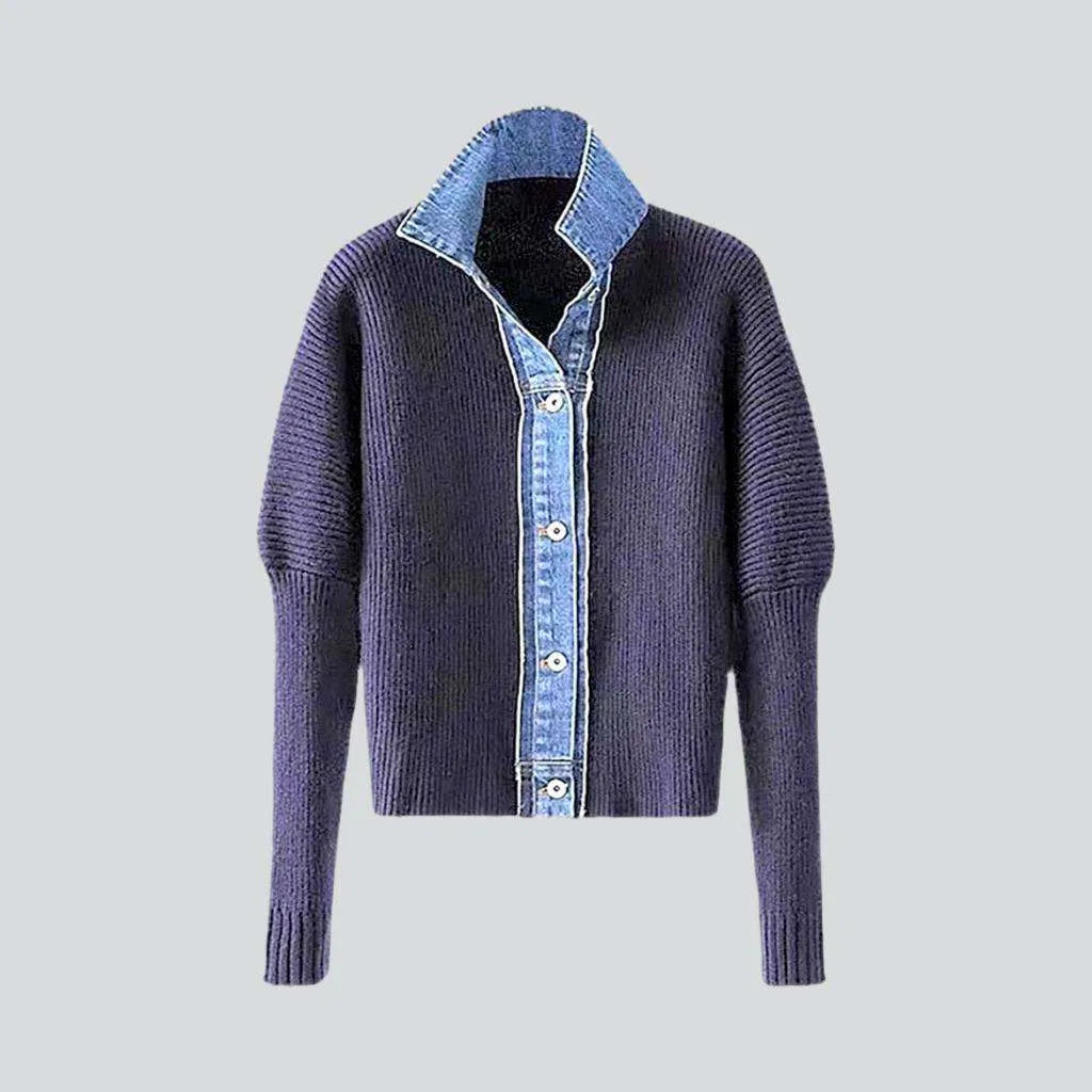 Mixed-fabrics oversized denim jacket
 for ladies | Jeans4you.shop