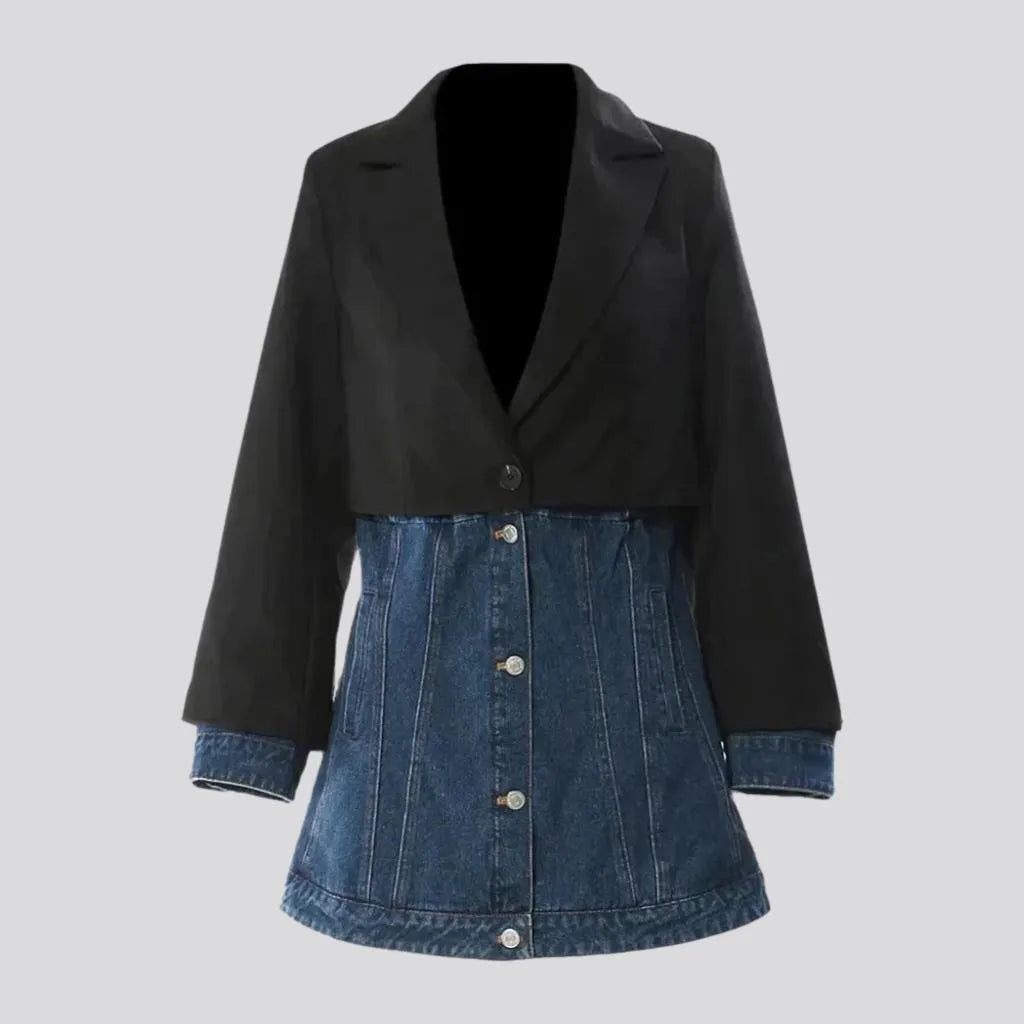 Mixed-fabrics street denim blazer | Jeans4you.shop