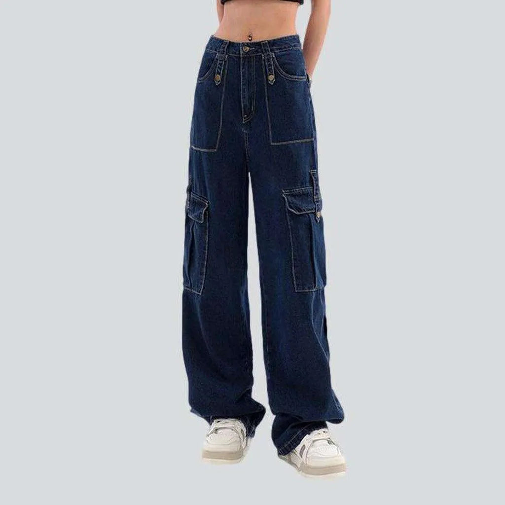 Navy cargo women's baggy jeans | Jeans4you.shop