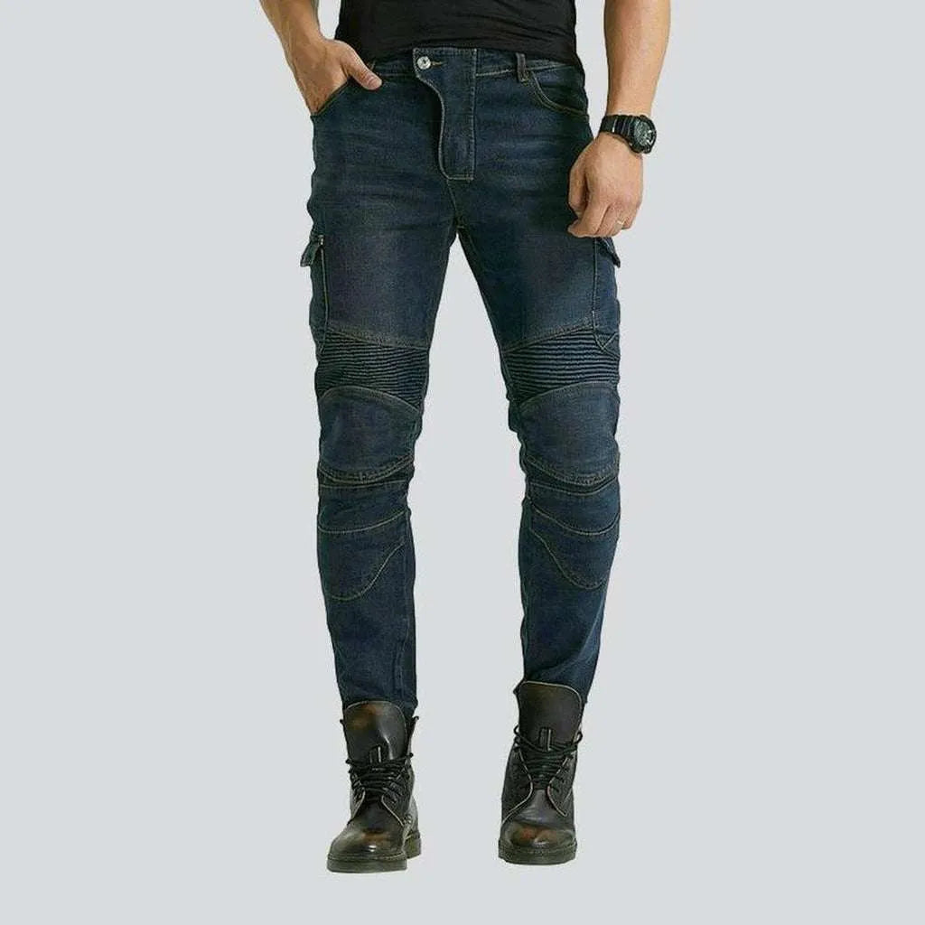 Navy men's biker jeans | Jeans4you.shop