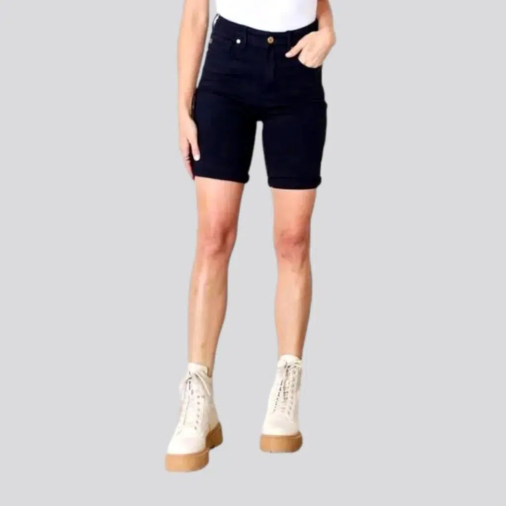 Navy monochrome jean shorts
 for women | Jeans4you.shop