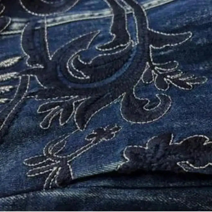 Chinese-style medium-wash jean dress