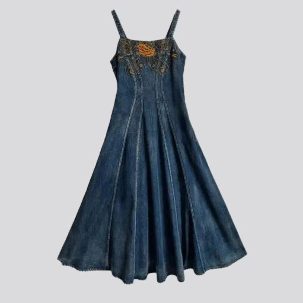 Vintage chinese-style jeans dress