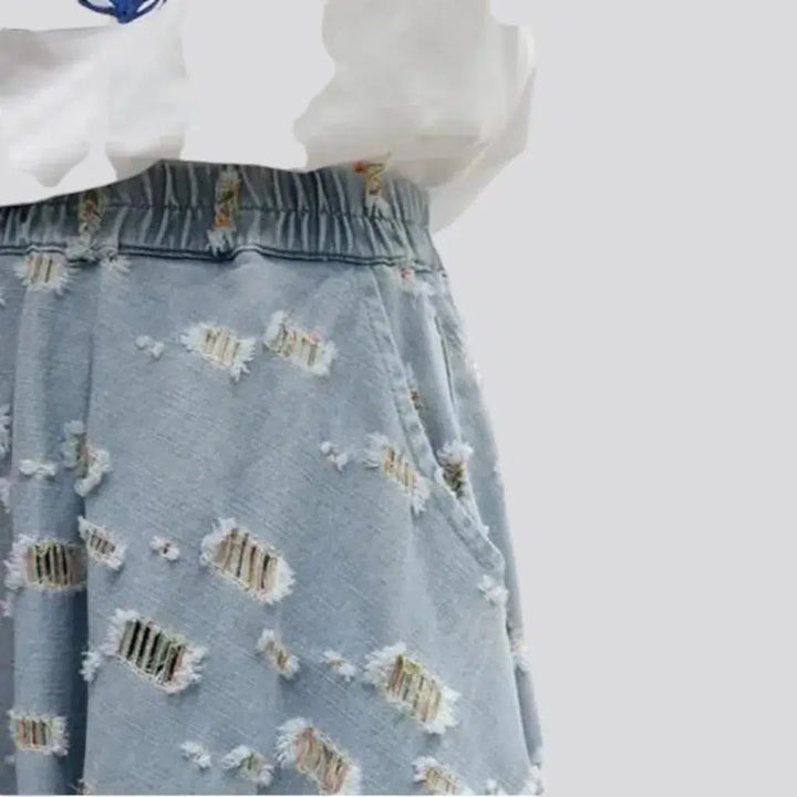 Fit-and-flare denim skirt
 for ladies