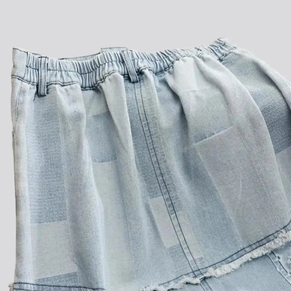 Patchwork street women's jeans skirt