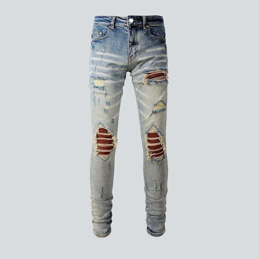 Orange patch knees men's jeans | Jeans4you.shop