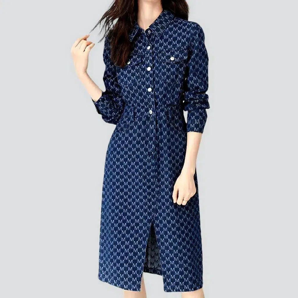 Ornament embroidered denim dress
 for women | Jeans4you.shop
