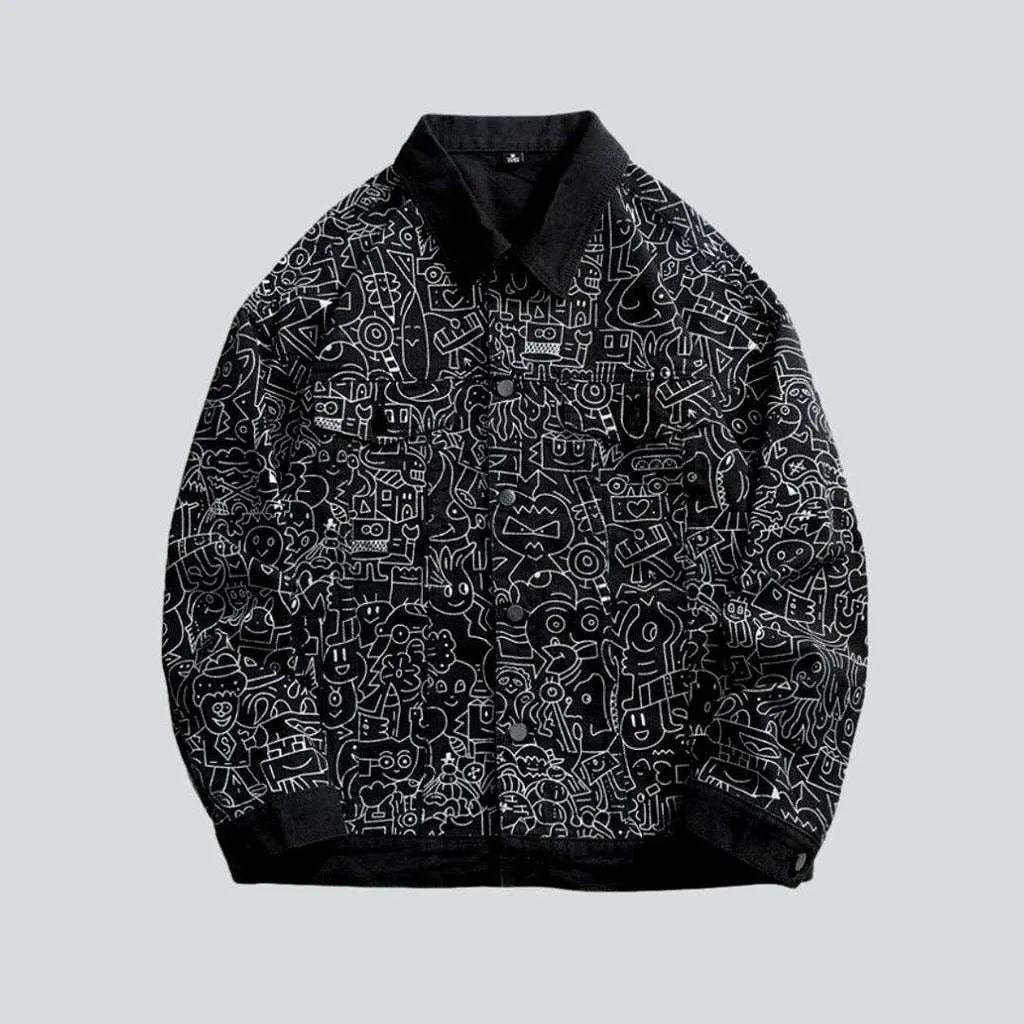Ornament print urban denim jacket | Jeans4you.shop