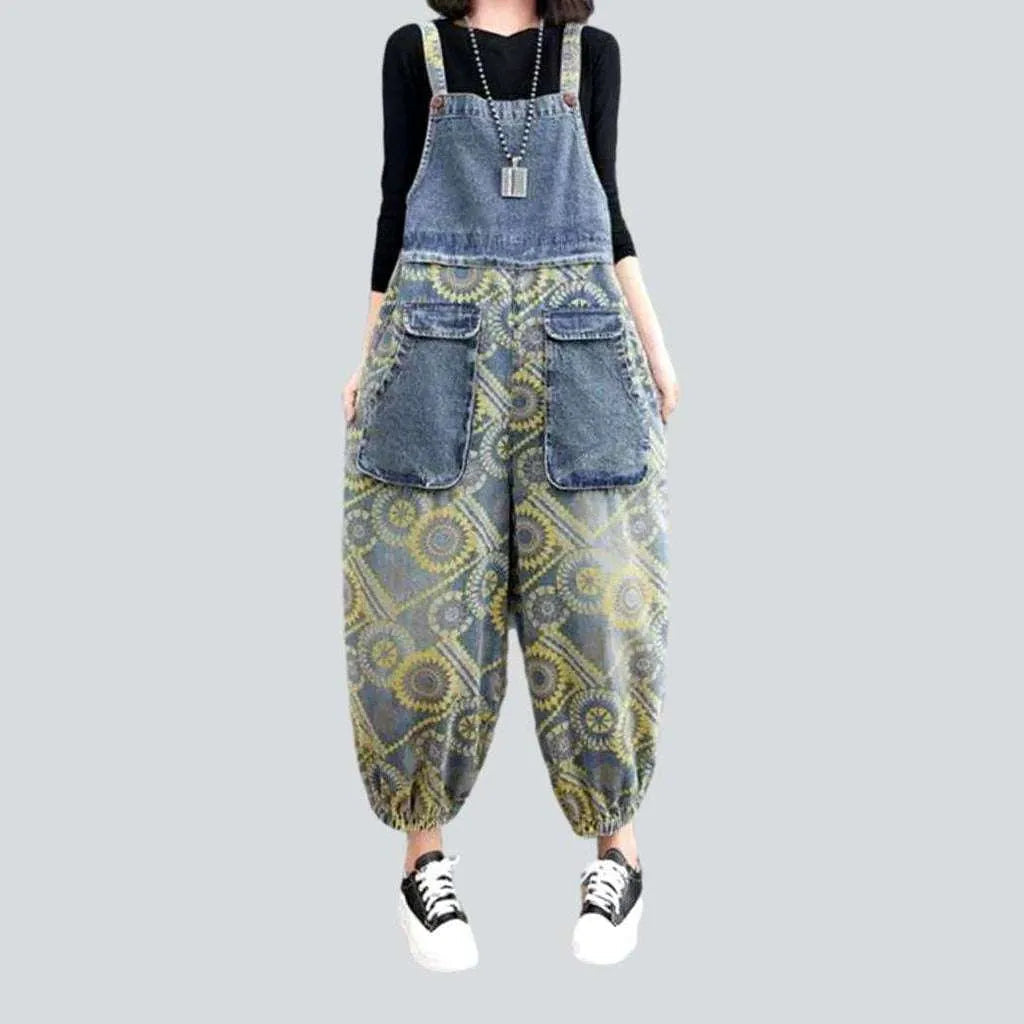 Oversized flap pocket denim jumpsuit | Jeans4you.shop