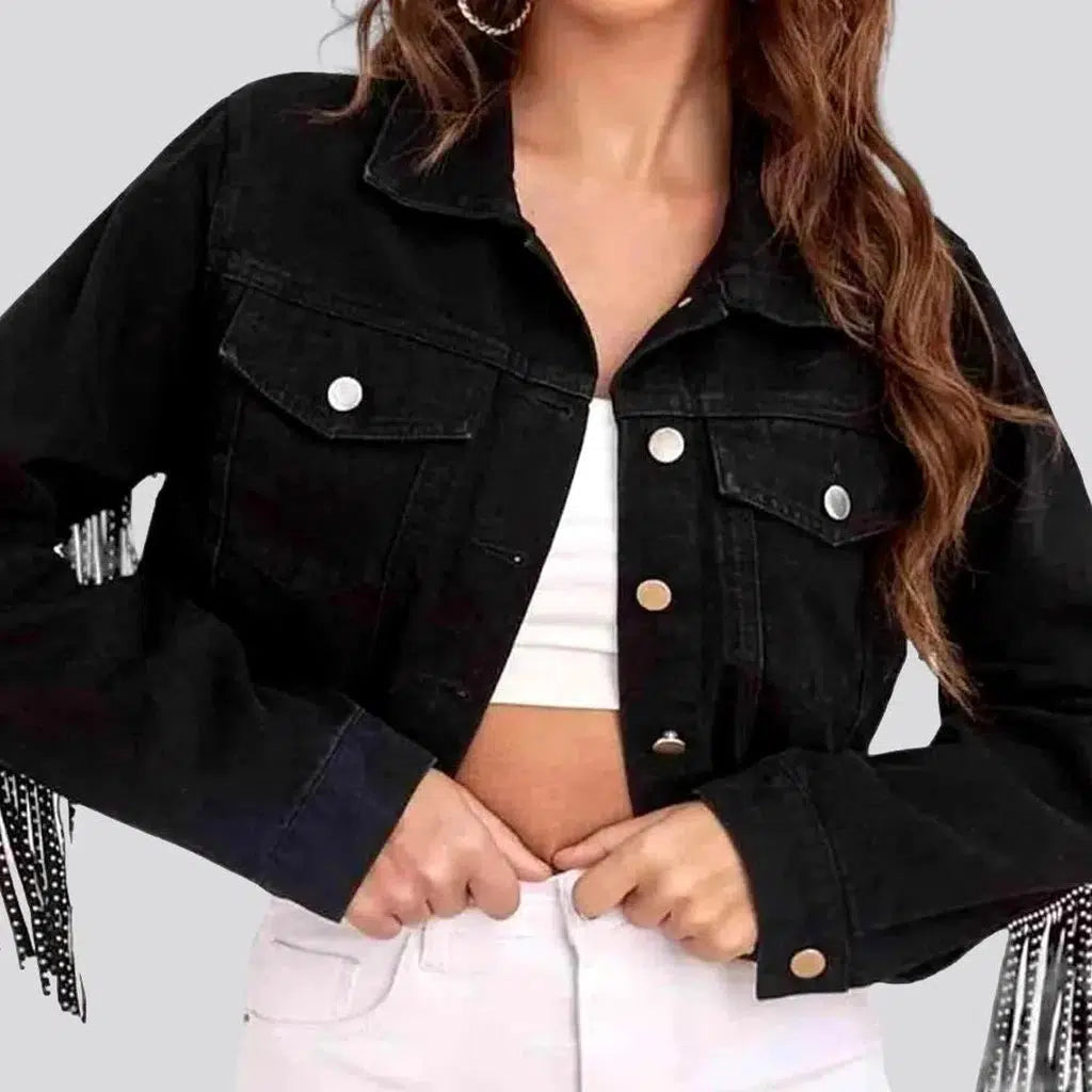 Oversized fringe denim jacket
 for ladies | Jeans4you.shop