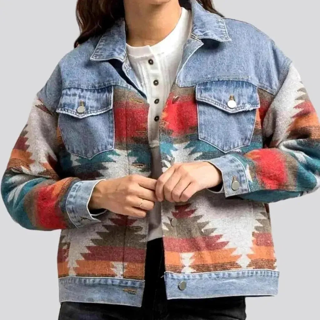 Oversized tribal jean jacket
 for women | Jeans4you.shop