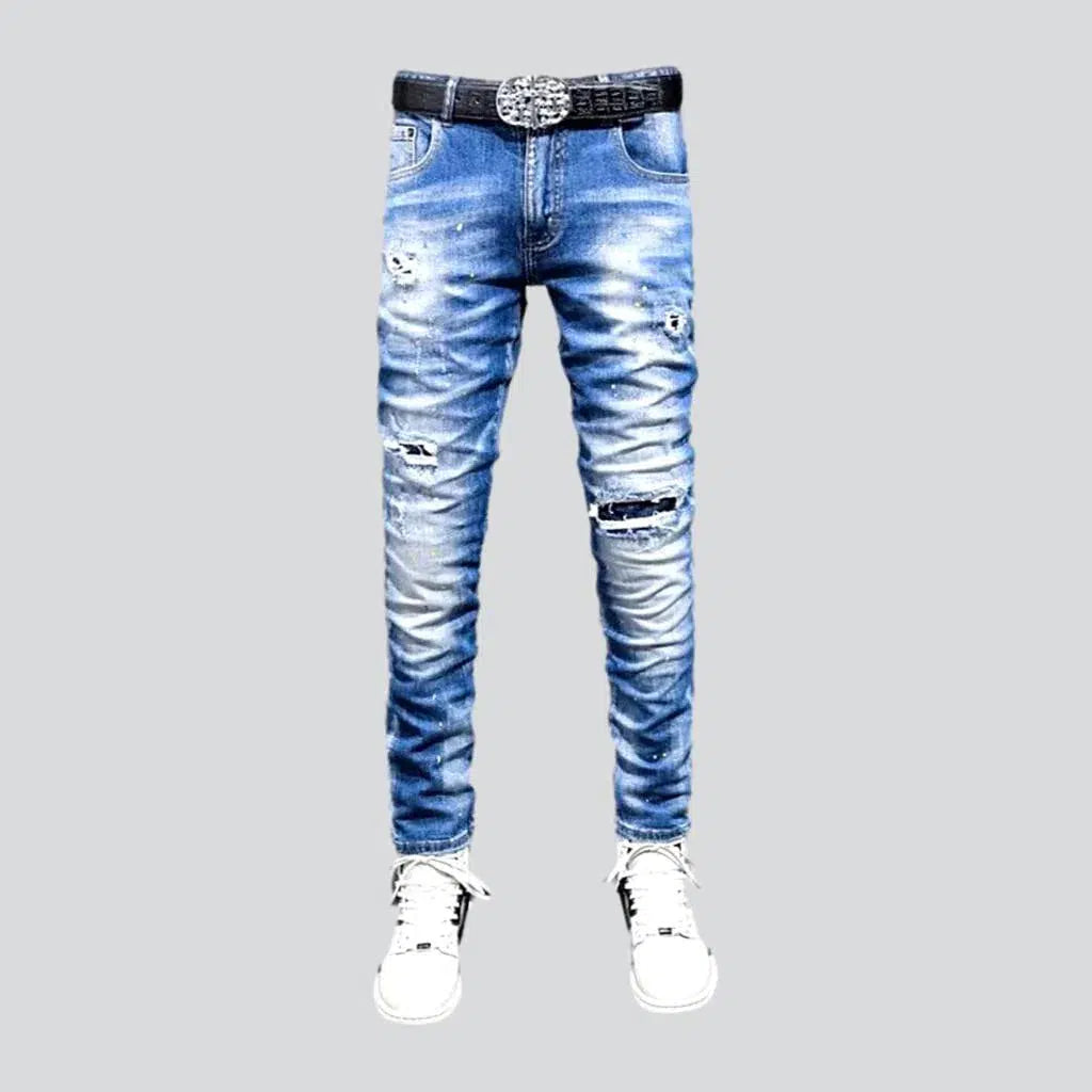 Paint-splattered mid-waist jeans | Jeans4you.shop