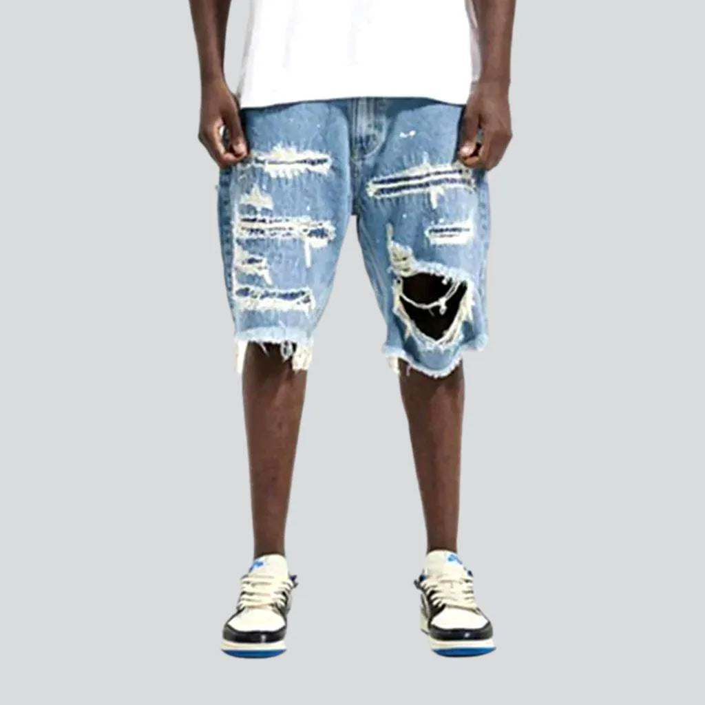Painted baggy distressed denim shorts | Jeans4you.shop