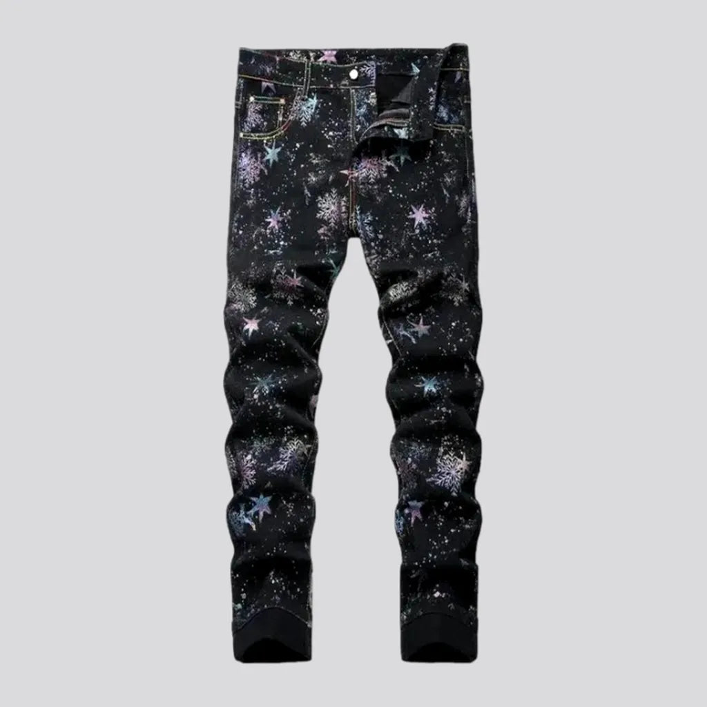 Painted color-stars-print jeans | Jeans4you.shop