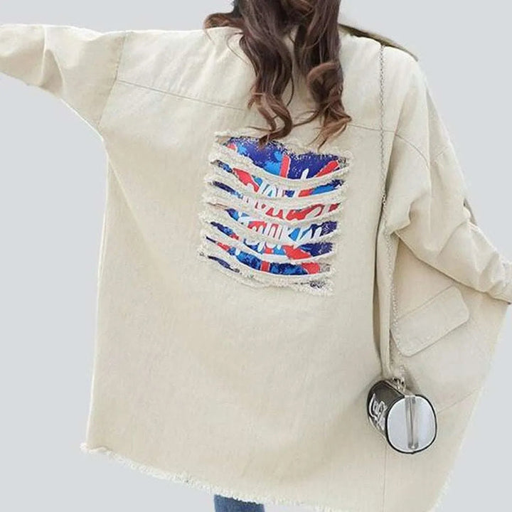 Painted distressed women's denim jacket | Jeans4you.shop