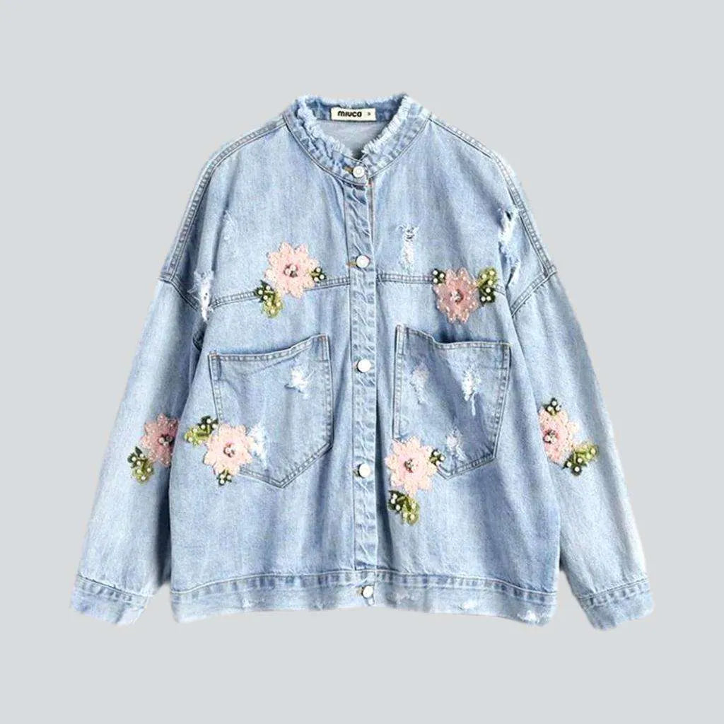 Painted floral denim jacket
 for women | Jeans4you.shop