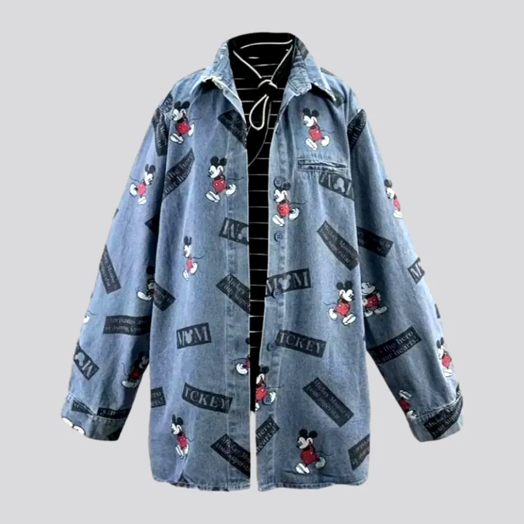 Painted mickey-print jeans coat
 for women | Jeans4you.shop