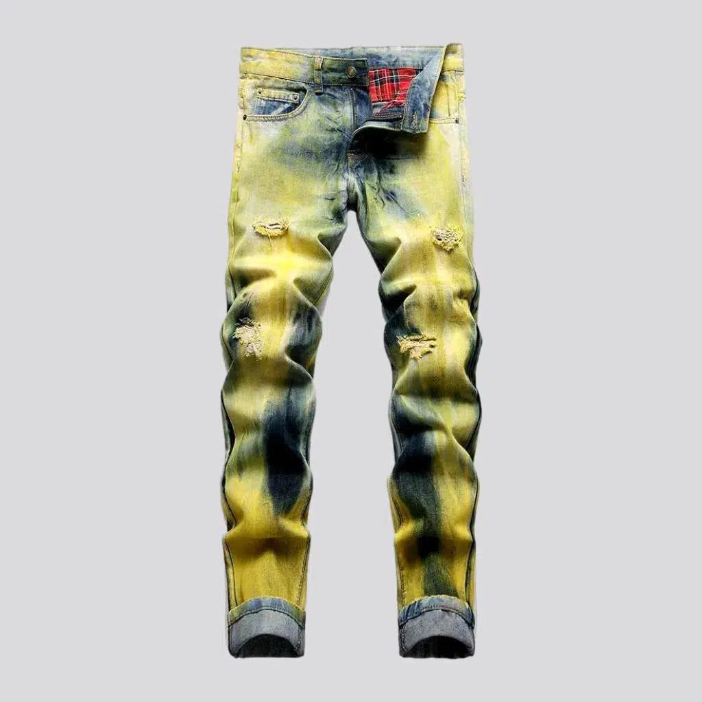 Painted mid-waist jeans
 for men | Jeans4you.shop