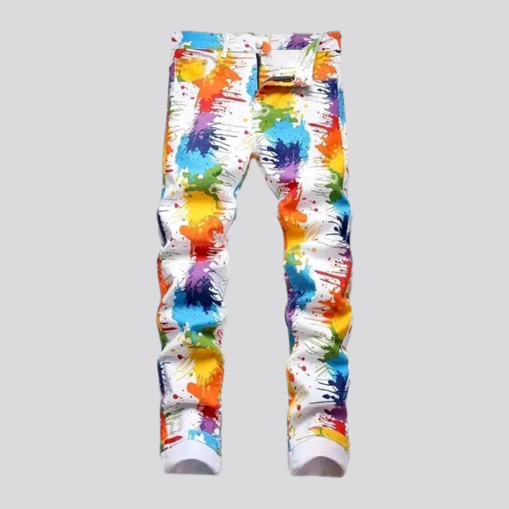 Painted multi-color-print jeans | Jeans4you.shop