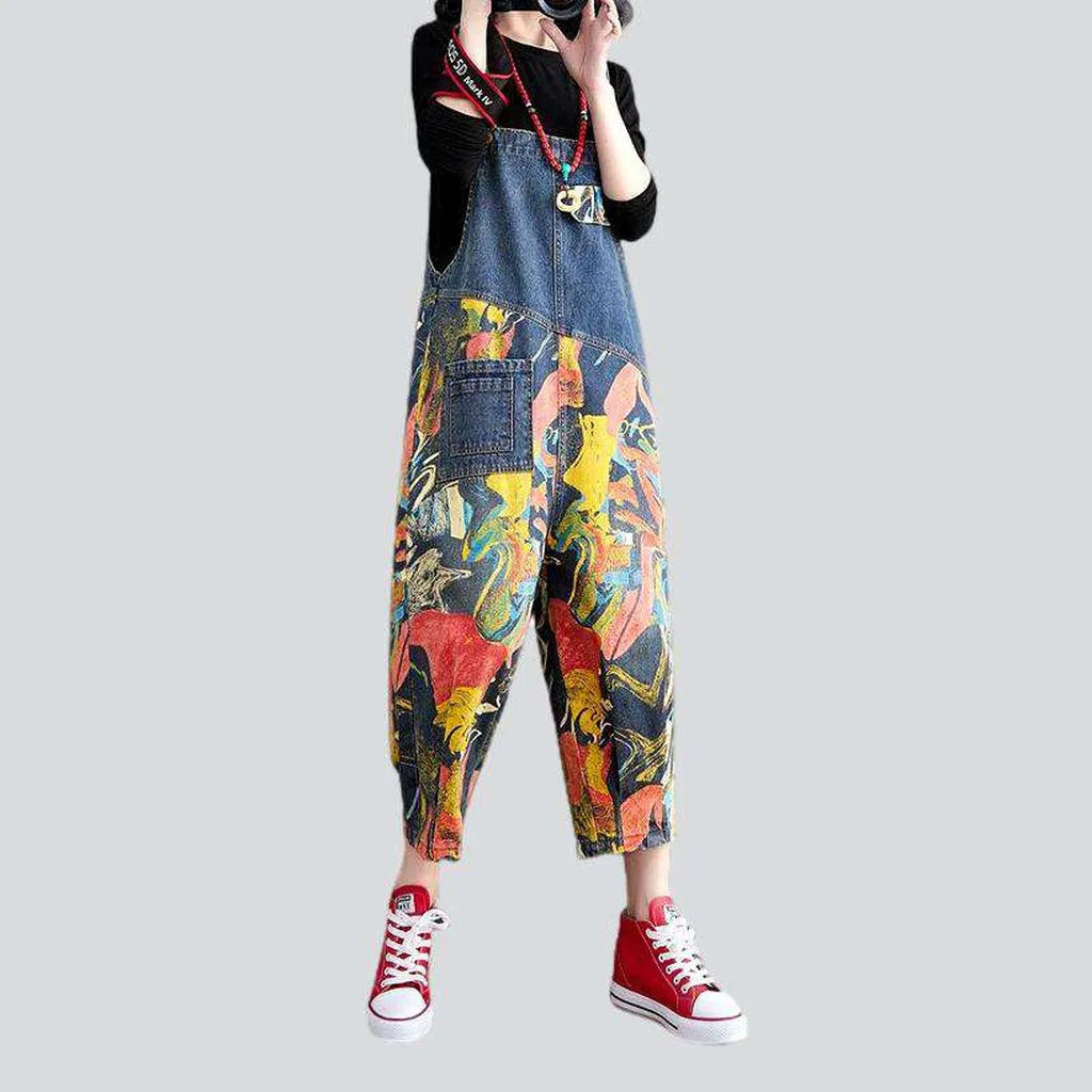 Painted patchwork women's denim jumpsuit | Jeans4you.shop