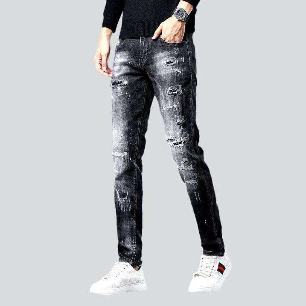 Painted ripped black men's jeans | Jeans4you.shop
