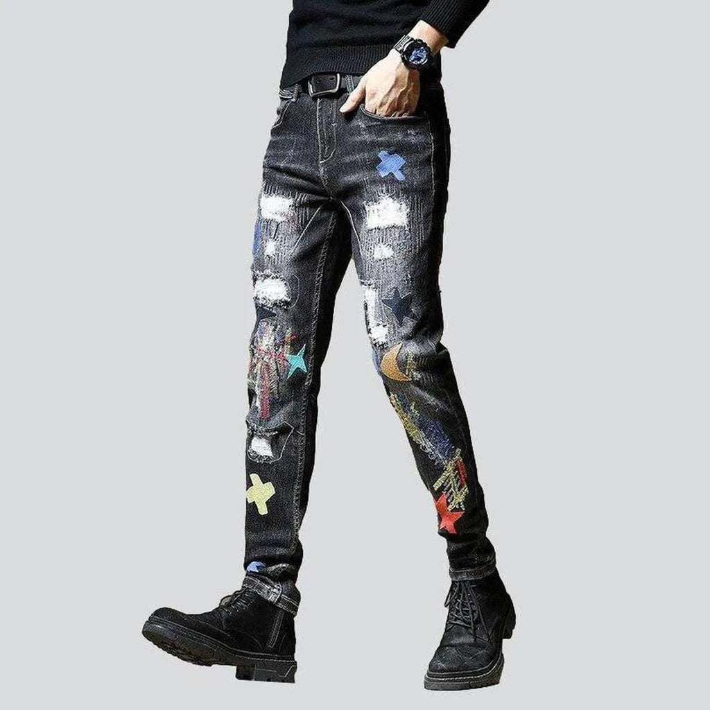 Painted ripped men's jeans | Jeans4you.shop
