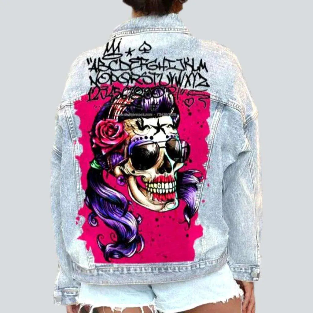 Painted skull print jeans jacket
 for women | Jeans4you.shop