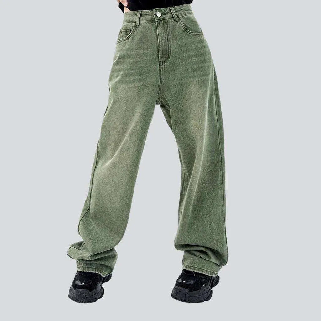 Pale green women's baggy jeans | Jeans4you.shop