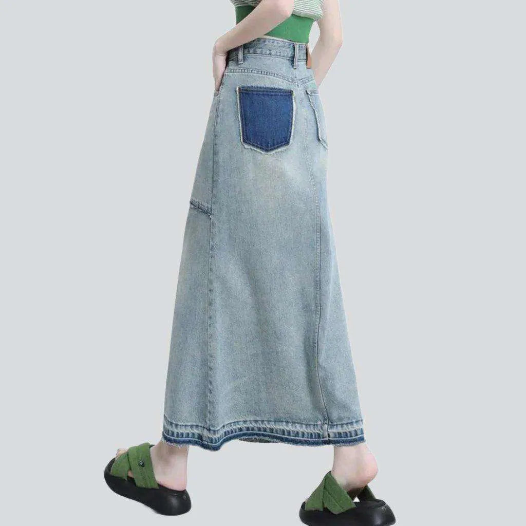 Patched back pocket denim skirt | Jeans4you.shop