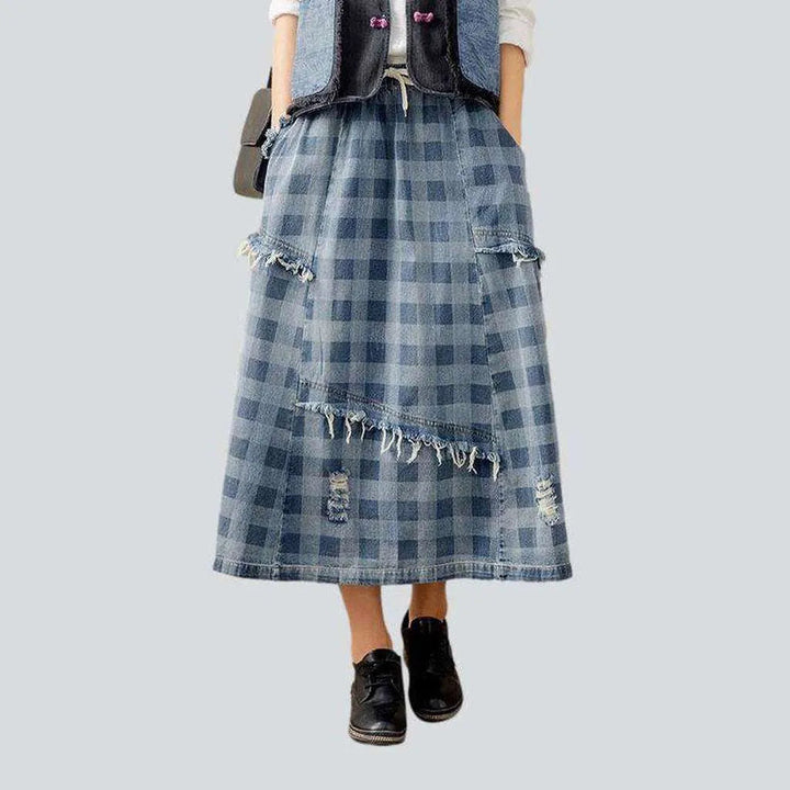 Patchwork a-line denim skirt | Jeans4you.shop