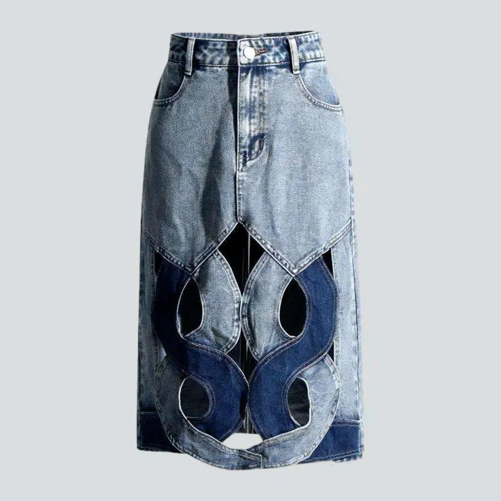 Patchwork cutout jean skirt | Jeans4you.shop